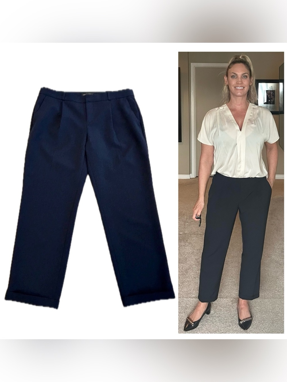 BANANA republic navy blue front pleat Avery pants Sz 8
